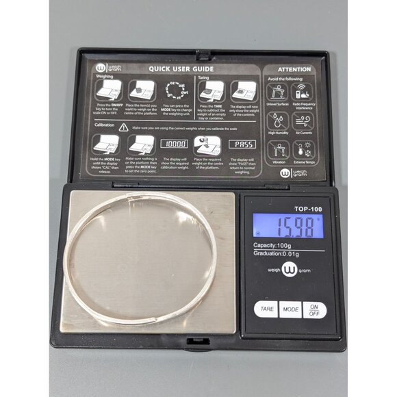 Mexico 925 Silver Modernist Hinge Bangle Bracelet 7" 15.98g - Picture 14 of 14